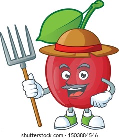 Farmer Bing Cherries Isolated Mascot In Character