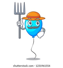 Farmer birthday cartoon on shape balloon blue