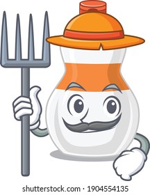 Farmer body lotion mascot design working with a hat. Vector illustration