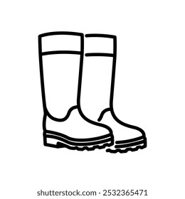 farmer boots icon vector in line style