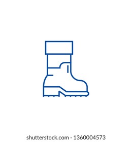 Farmer boots line icon concept. Farmer boots flat  vector symbol, sign, outline illustration.