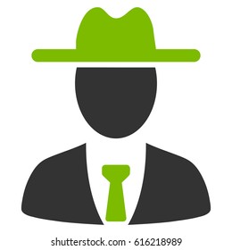 Farmer Boss vector icon. Flat bicolor eco green and gray symbol. Pictogram is isolated on a white background. Designed for web and software interfaces.