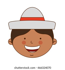 farmer boy character icon vector illustration design