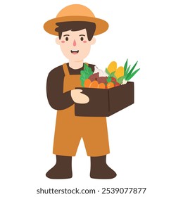 Farmer boy Profession Cute Illustration