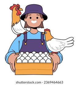 The farmer brought a box of eggs from a chicken