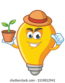 farmer bulb cartoon mascot character vector design
