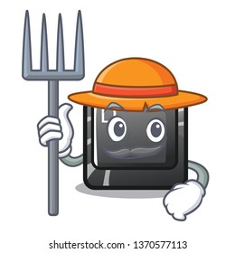 Farmer button D on a computer mascot