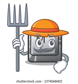 Farmer button M on a keyboard mascot