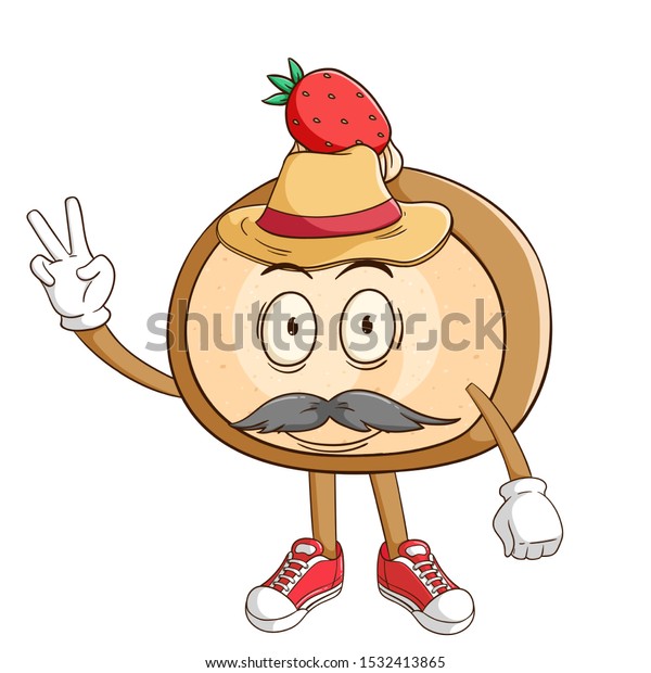 Farmer Cake Roll Cartoon Character Peace Stock Vector Royalty Free 1532413865