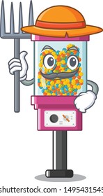 Farmer candy vending machine isolated in mascot