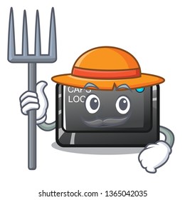 Farmer capslock button on a computer cartoon