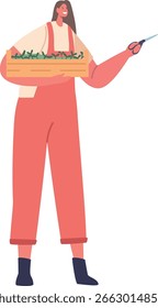 Cuidado del agricultor de la Ilustración vectorial de microverdes