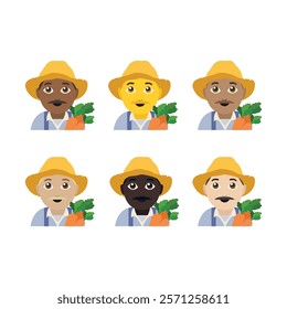 Farmer carrots gardener vector man male men person hat