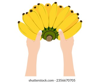 Farmer carrying bananas on a white background.