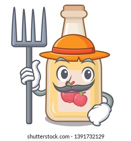 Farmer cartoon apple cider in a glass