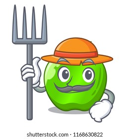 Farmer cartoon of big shiny green apple
