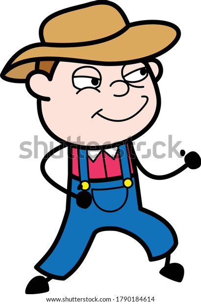 Farmer Cartoon Challenging Fight Stock Vector (royalty Free) 1790184614 