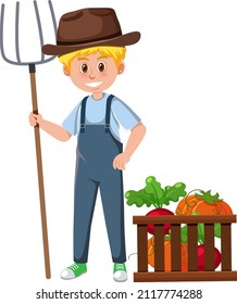 A farmer cartoon character on white background illustration