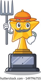 Farmer cartoon star trophy in character drawer