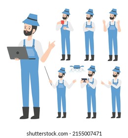 Farmer character design presenting concept