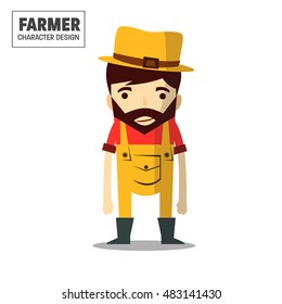 Farmer character Design , Vector illustration