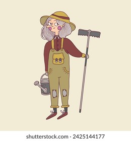 Farmer character illustrations for kids. Farmer family, hand drawing, cute, funny