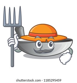Farmer character kitchenware wok for cooking food