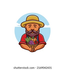 Farmer character logo. Farmer template logo illustration. vector