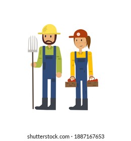 Farmer character set, vector illustration