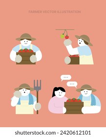 Farmer character vector illustration set