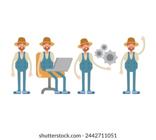 granjero caracteres establecidos en varias poses ilustración vectorial