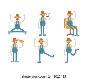 granjero caracteres establecidos en varias poses ilustración vectorial