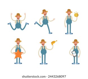 granjero caracteres establecidos en varias poses ilustración vectorial