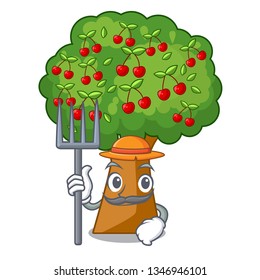 Farmer cherry tree in the cartoon shape