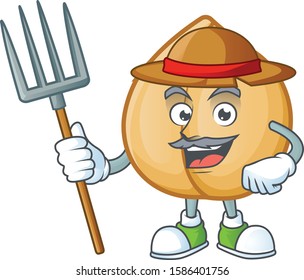 Farmer chickpeas cartoon character with hat and tools
