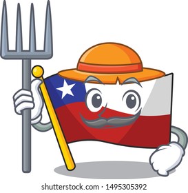 Farmer Chile flag isolated cartoon character shape