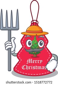 Farmer christmas tag hanging isolated with cartoon