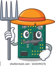 Farmer circuit board pcb isolated with mascot