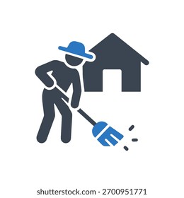 Icono De Patio De Limpieza Del Agricultor Aislado Sobre Fondo Blanco