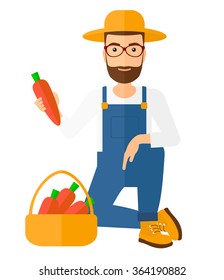 Farmer collecting carrots.