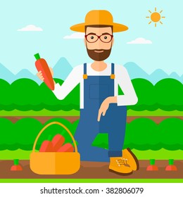 Farmer collecting carrots.