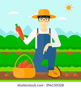 Farmer collecting carrots.