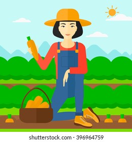 Farmer collecting carrots.