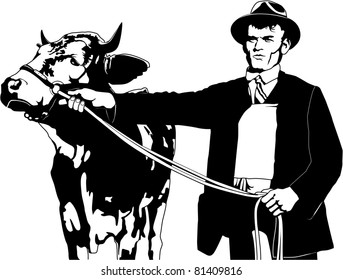 farmer with  cow