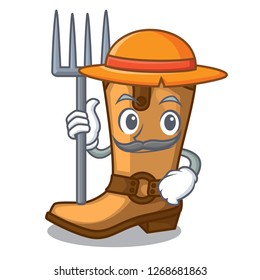 Farmer cowboy boots in the shape cartoon
