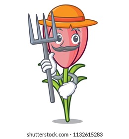 Farmer crocus flower character cartoon