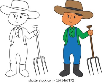 Farmer Cute Cartoon Vector Drawing Occupationjob Stock Vector (Royalty ...