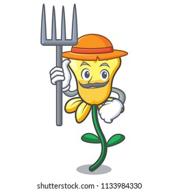 Farmer daffodil flower character cartoon