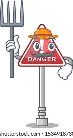 Farmer danger with on the in cartoon