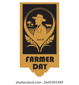 Etiqueta del evento del Día del Agricultor, Ilustración vectorial